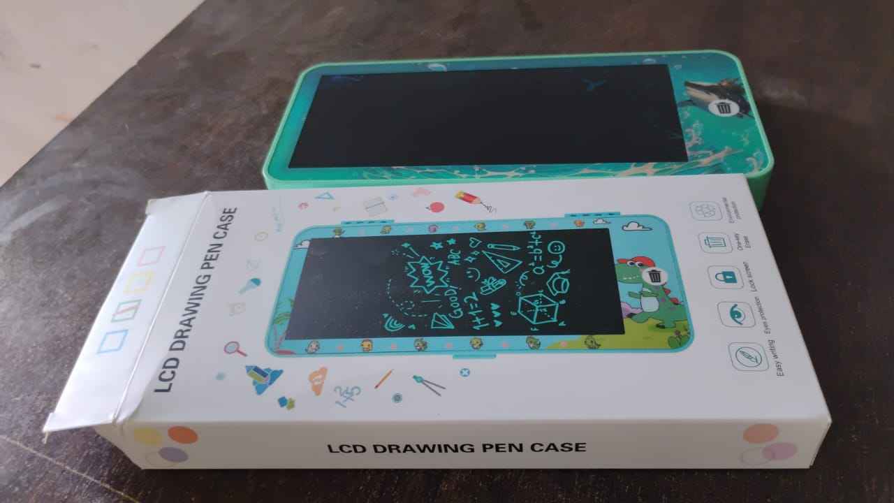 Boxed packaging of the Kids LCD Writing Tablet, ready for gifting.