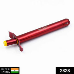 Close-up of the stainless steel gas lighter, highlighting its sleek finish.