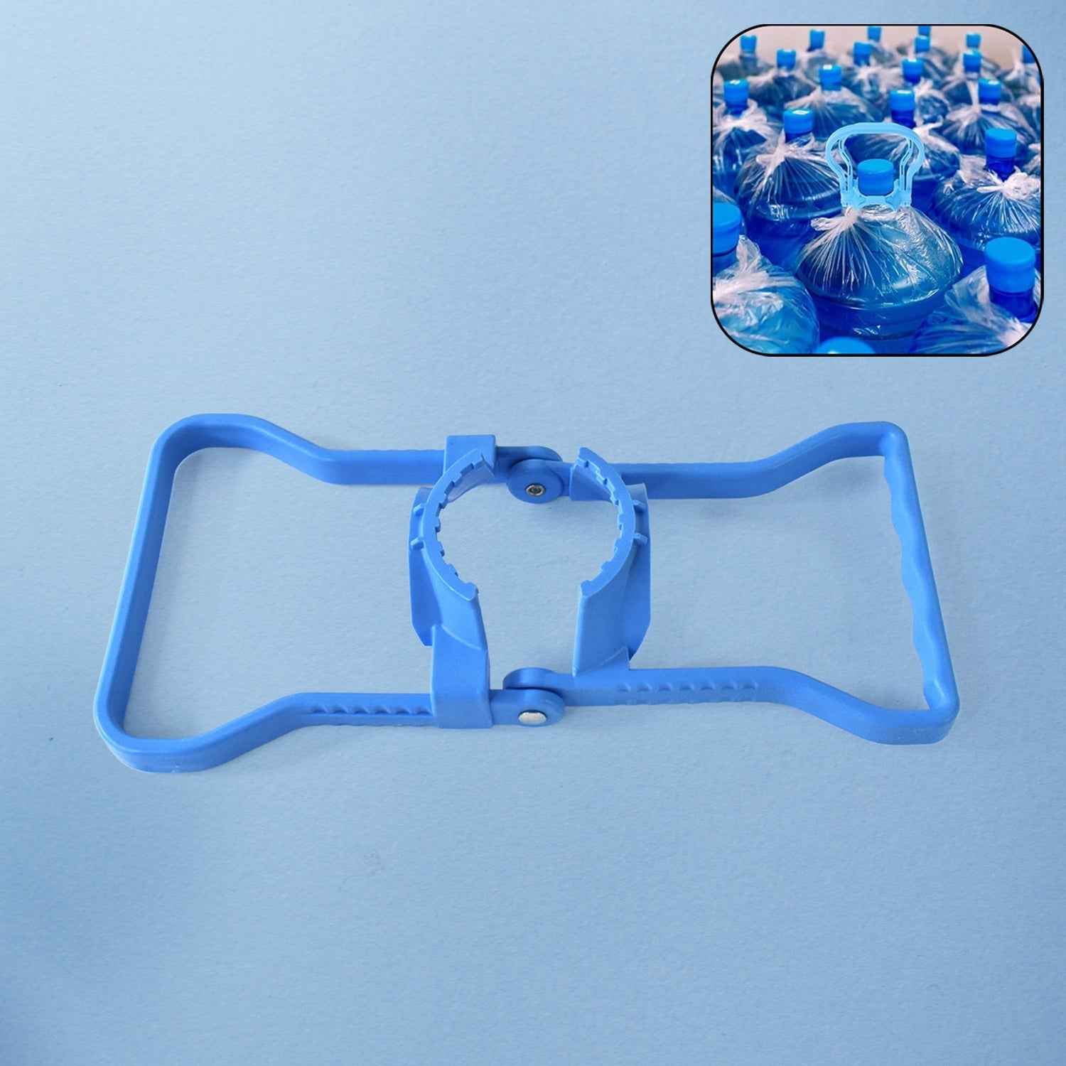 Sky-blue ergonomic water bottle lifter handle for easy carrying