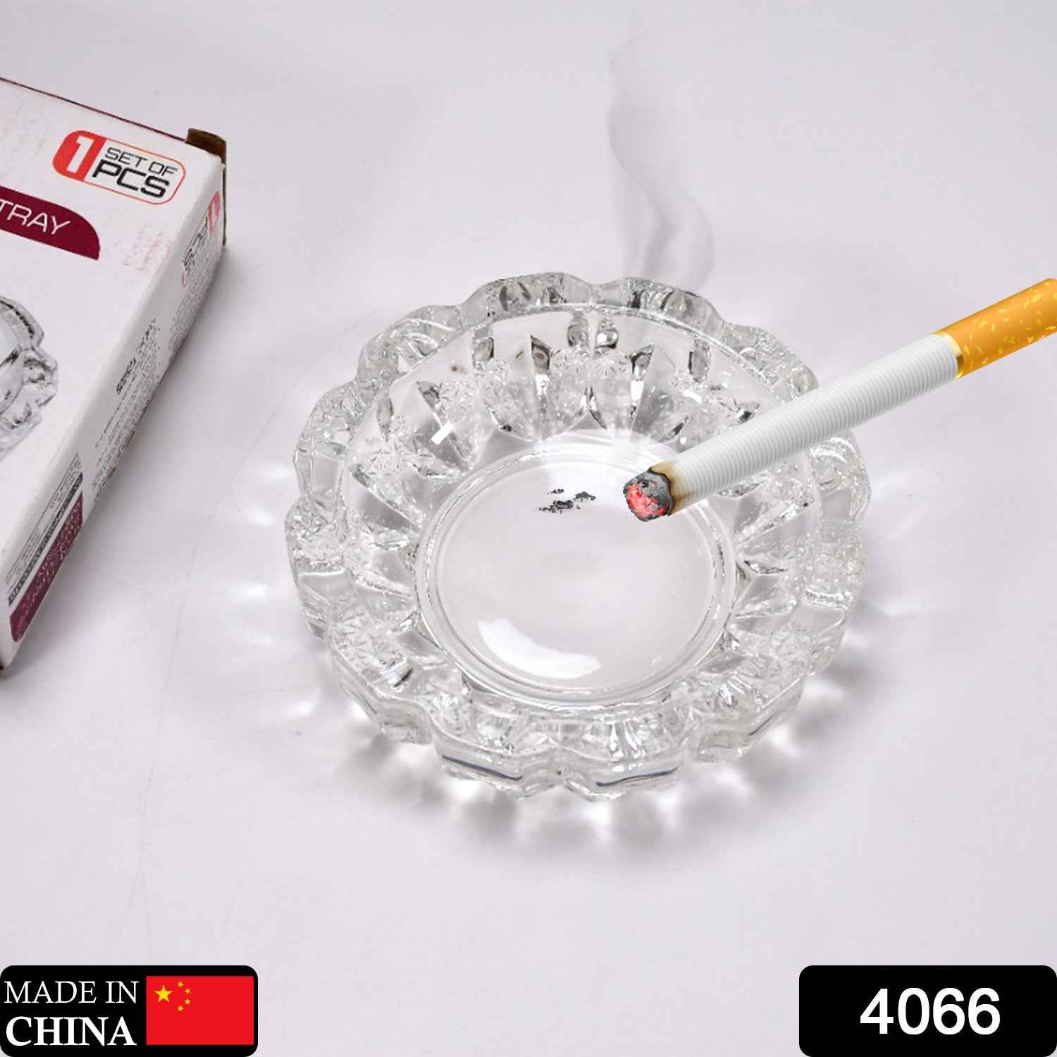 Crystal Glass Ashtray – Round Cigar & Cigarette | Styleva