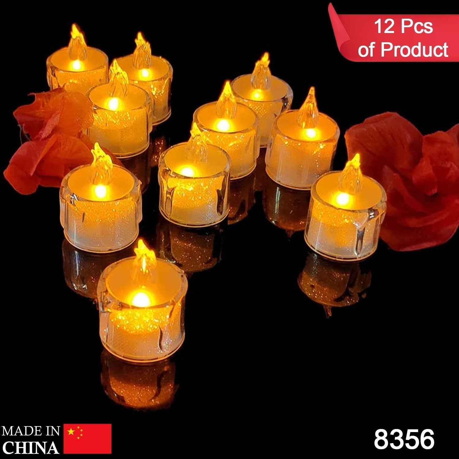 Flameless LED Tea Light Candles – 12 Pcs Transparent Acrylic | Giftoiza