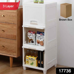 Plastic Storage Cabinet – 3-Layer Foldable Organizer | Organivo