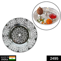 Pooja Thali Set – 8-Inch Plastic Silver Color for Festivals | Styleva