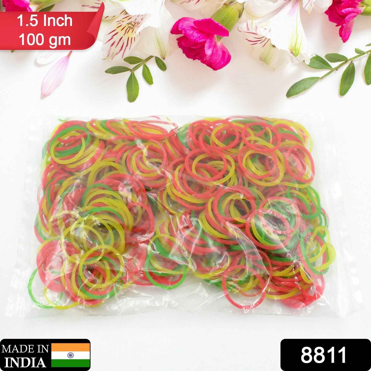 A close-up pile of strong, elastic multicolor rubber bands from VoltDesk.