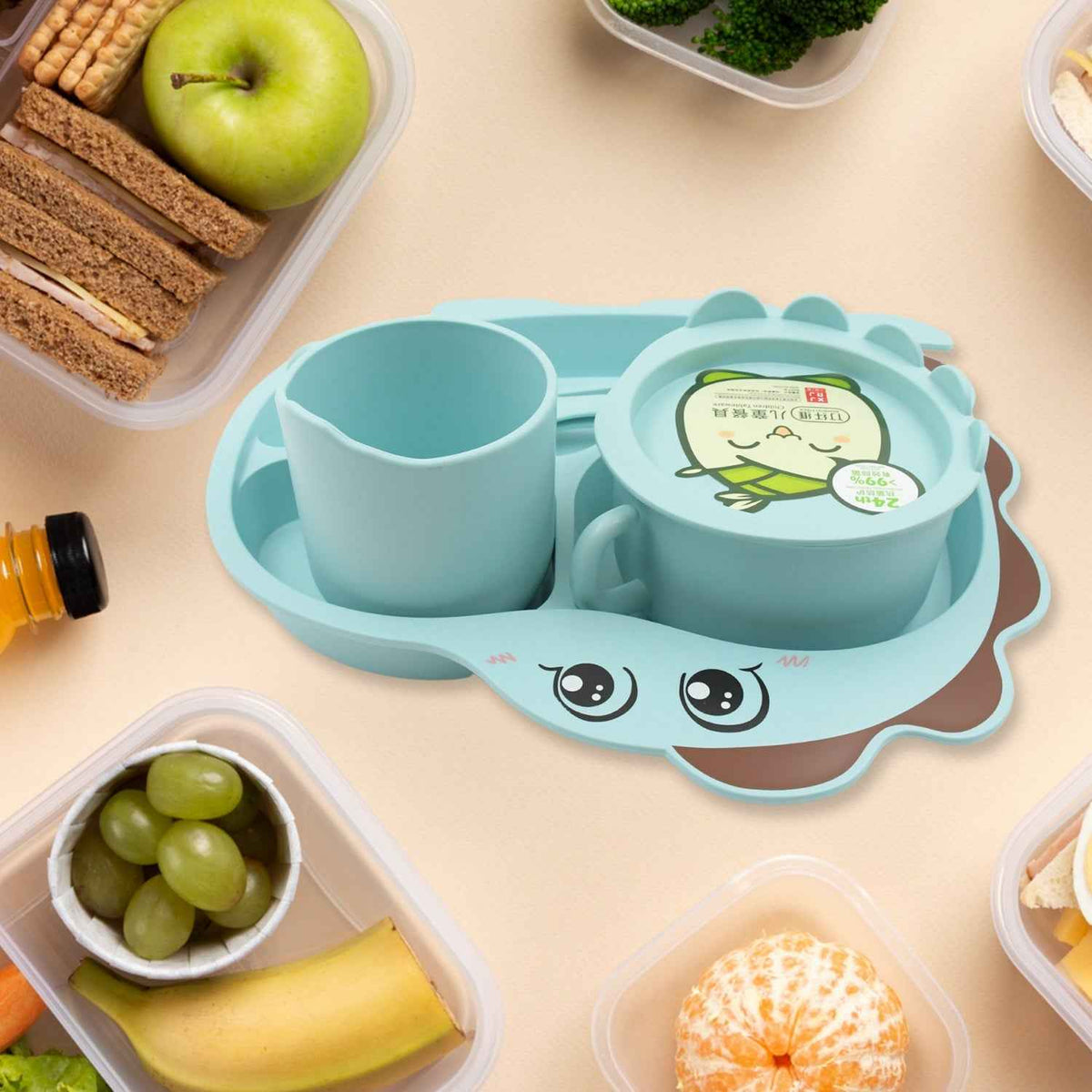 Baby Feeding Set – 7-Piece Bamboo Fibre Dinnerware | Baby Ladle