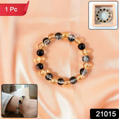 Dual-Tone Crystal Beaded Stretch Bracelet – Elegant & Comfortable