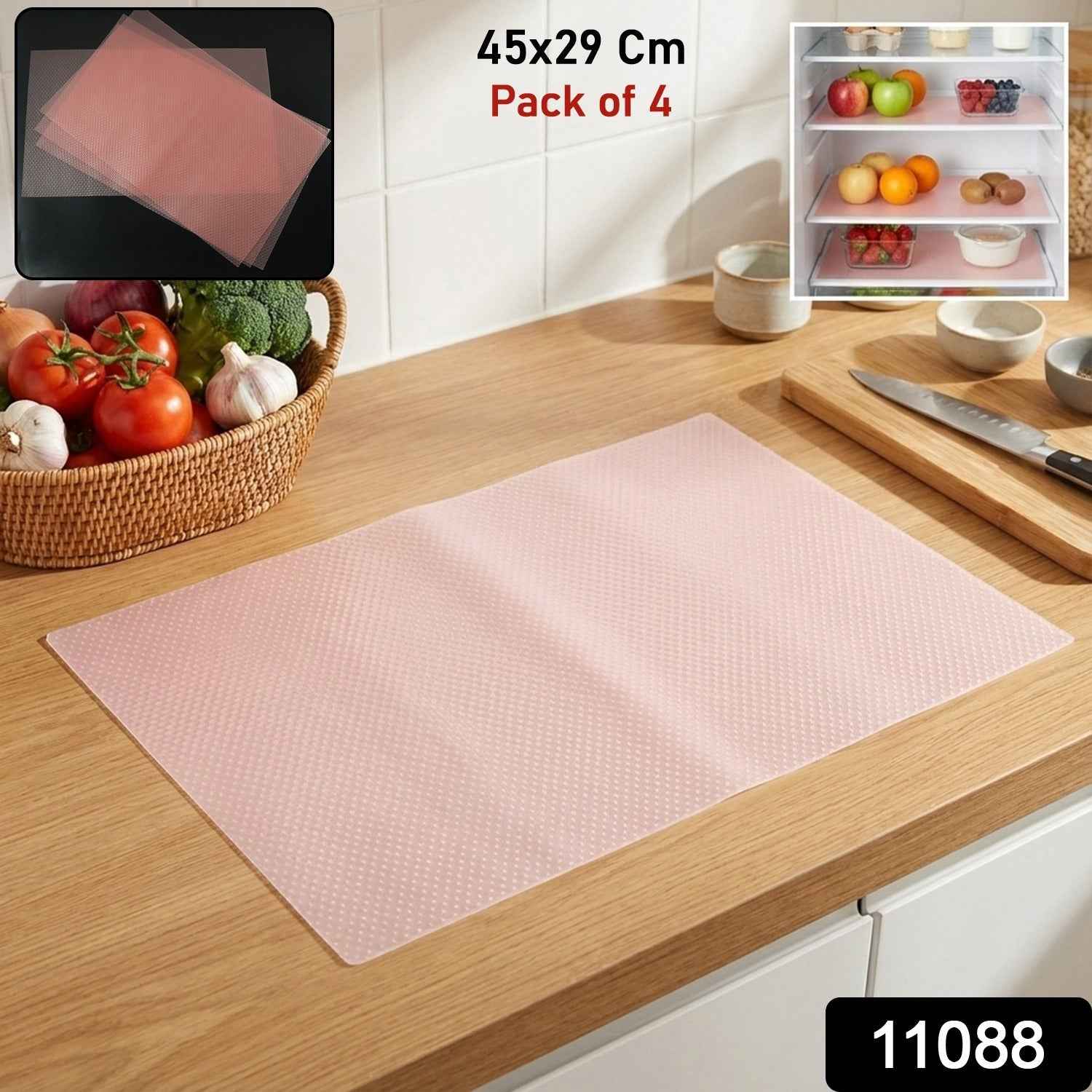 Transparent Fridge Mat – Durable Spill Protection, 4-Pc Set