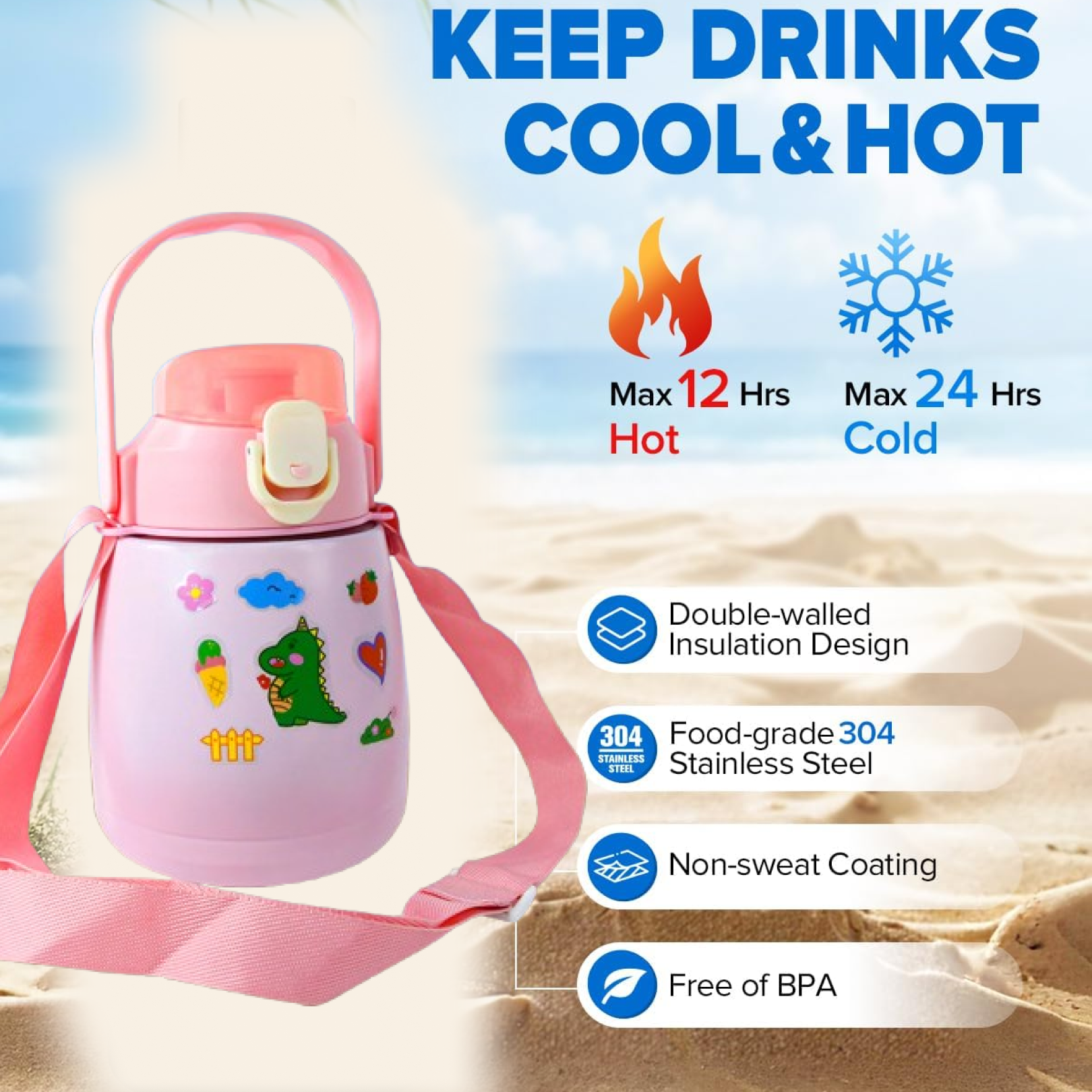 Stainless Steel Insulated Water Bottle 700ML - Leak Proof & Durable