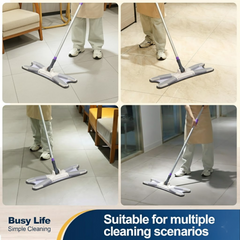 Flat Mop – 360° Rotating Head, Easy Squeeze | Velvet Wipe