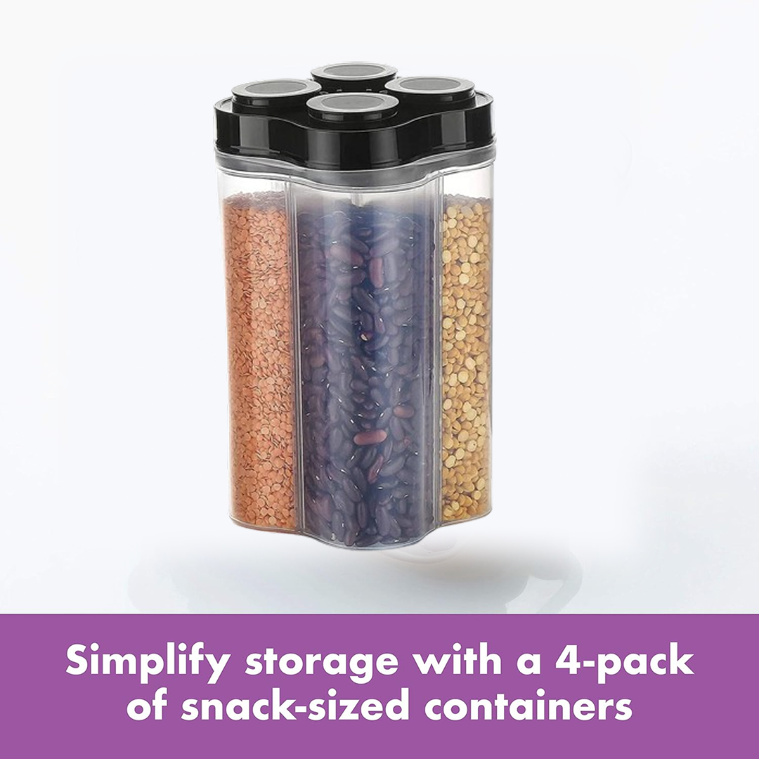 4 Section Food Storage Container – Airtight Plastic Jar | Organivo