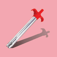 Detailed view of the durable stainless steel gas lighter.