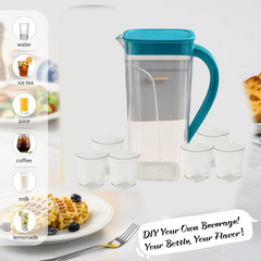 Plastic Jug with 6 Glass Set – 1.5L Unbreakable & Elegant