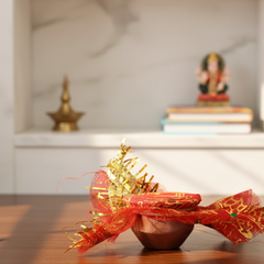 Mini Kalash Pooja Set – Decorative Copper-Style with Cloth Cover