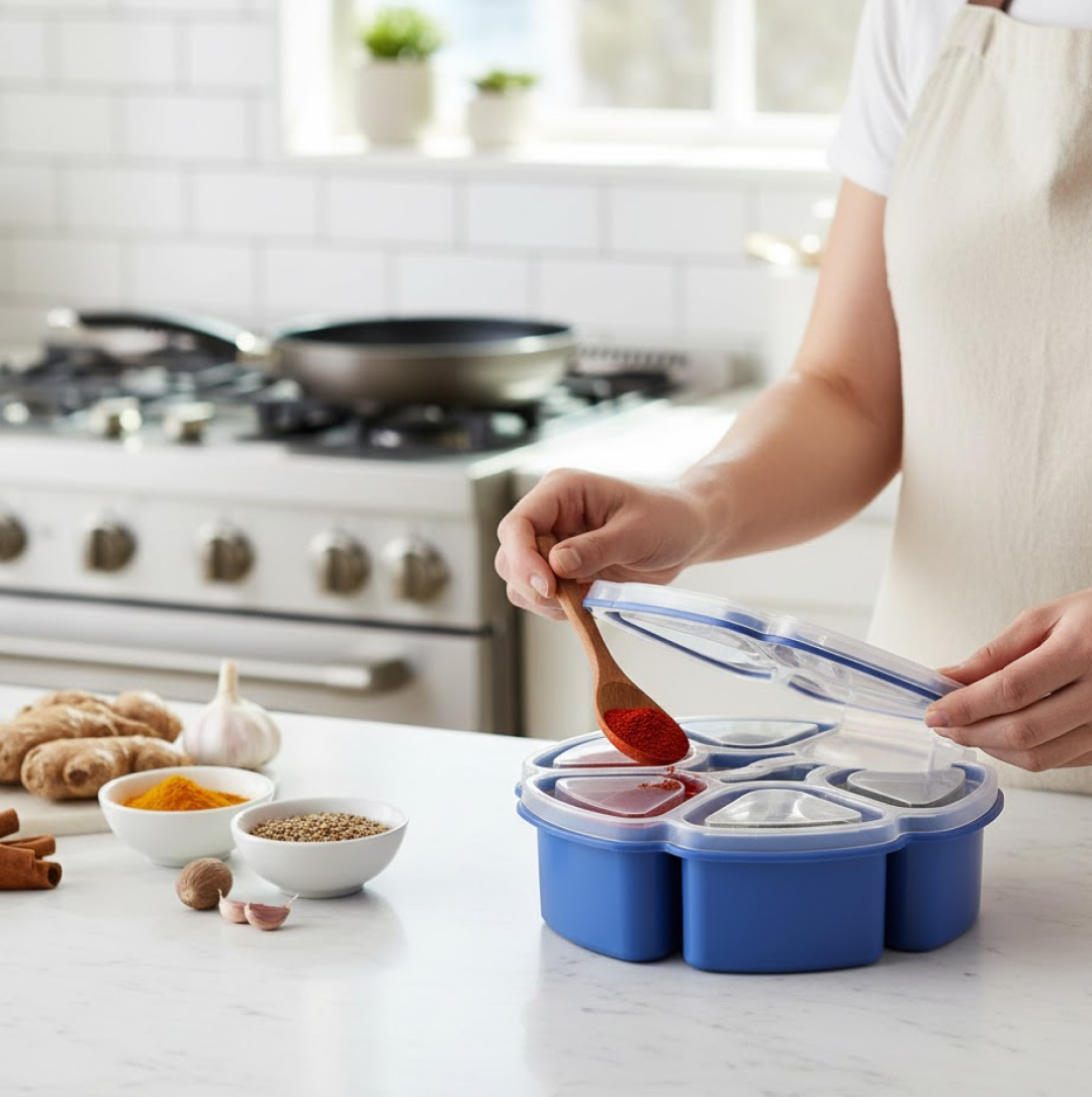 Masala Box – 7-Section Airtight Spice Container | Tidy Table