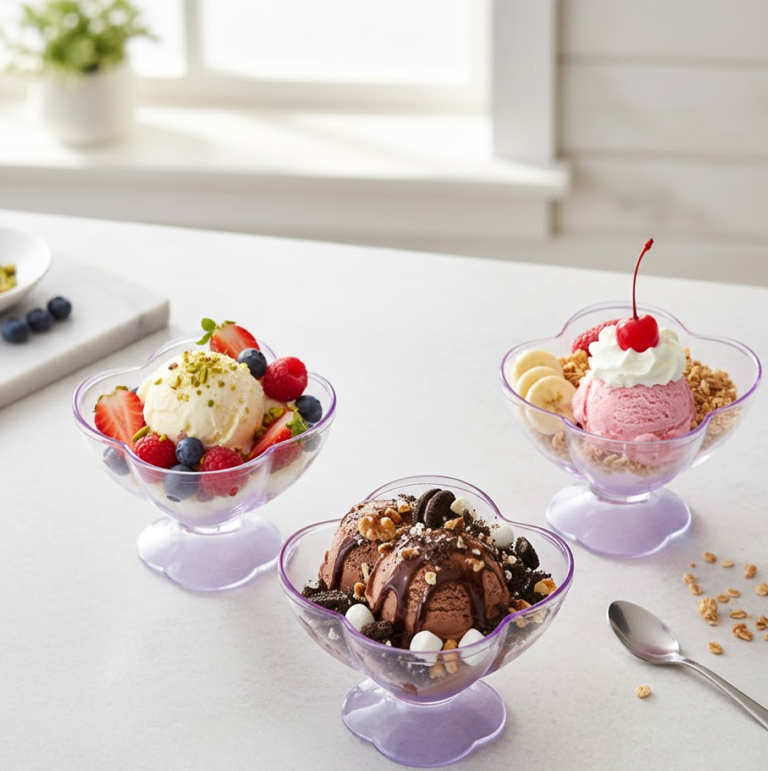 Plastic Dessert Bowl Set – 6-Piece Reusable | VoltDesk