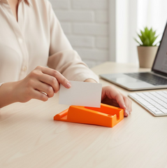 Plastic Business Card & Mobile Holder Ð Space-Saving Desk Organizer