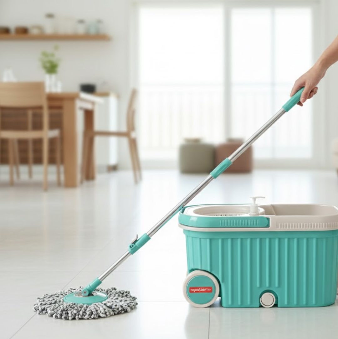 360 Spin Mop with Wheels – Microfiber, Auto-Fold Handle | Ganesh