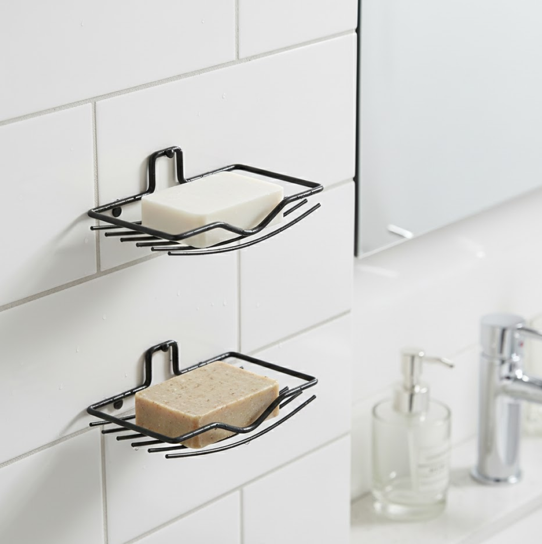 Wall Mount Soap Rack – 2-Piece Bathroom Organizer | VelvetBubbles