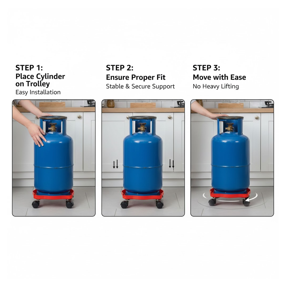 Gas Cylinder Trolley – Square Plastic with Wheels |
