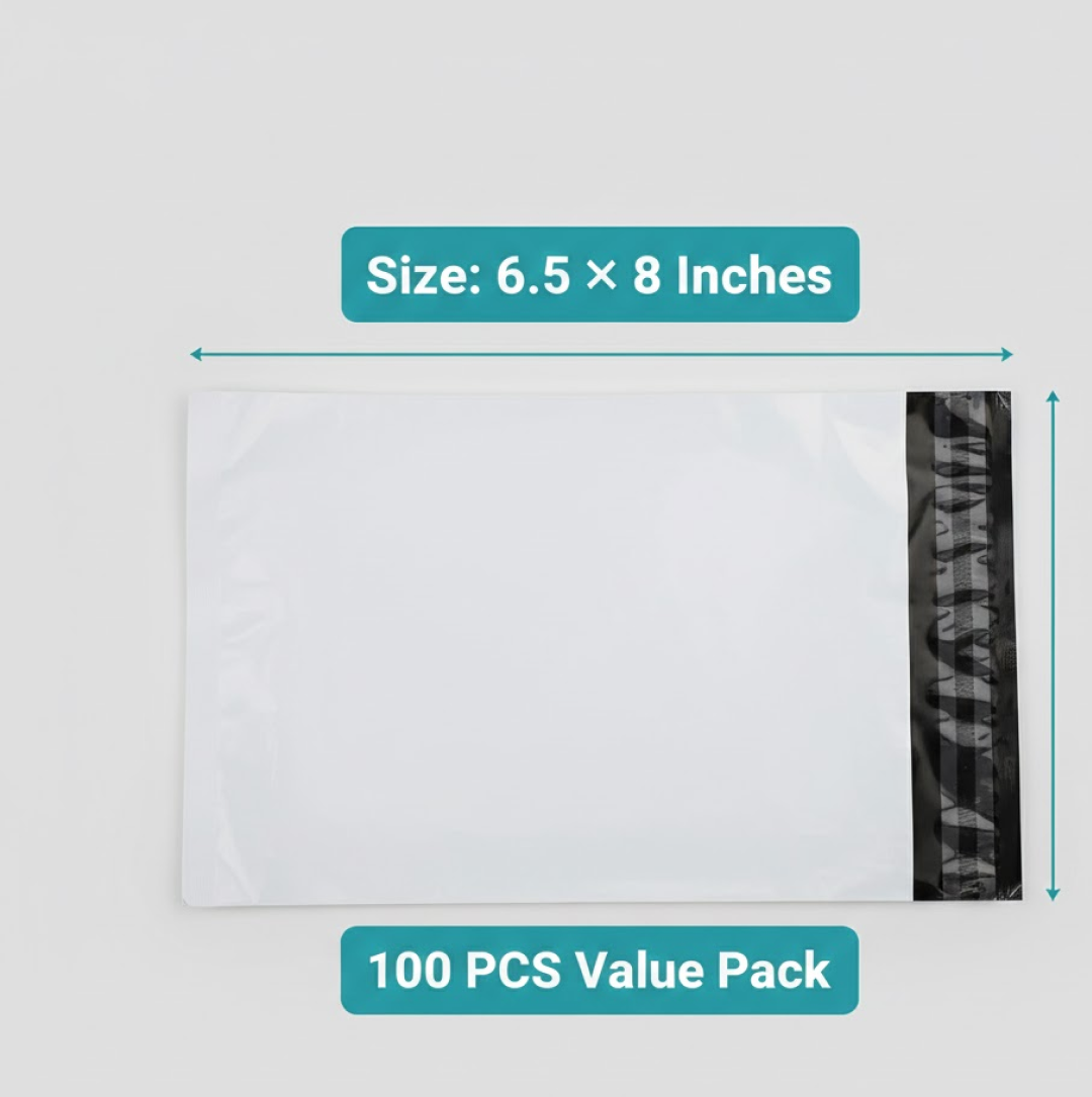 Tamper Proof Courier Bags – 6.5x8 Inch, 100 Pcs | FERVENT