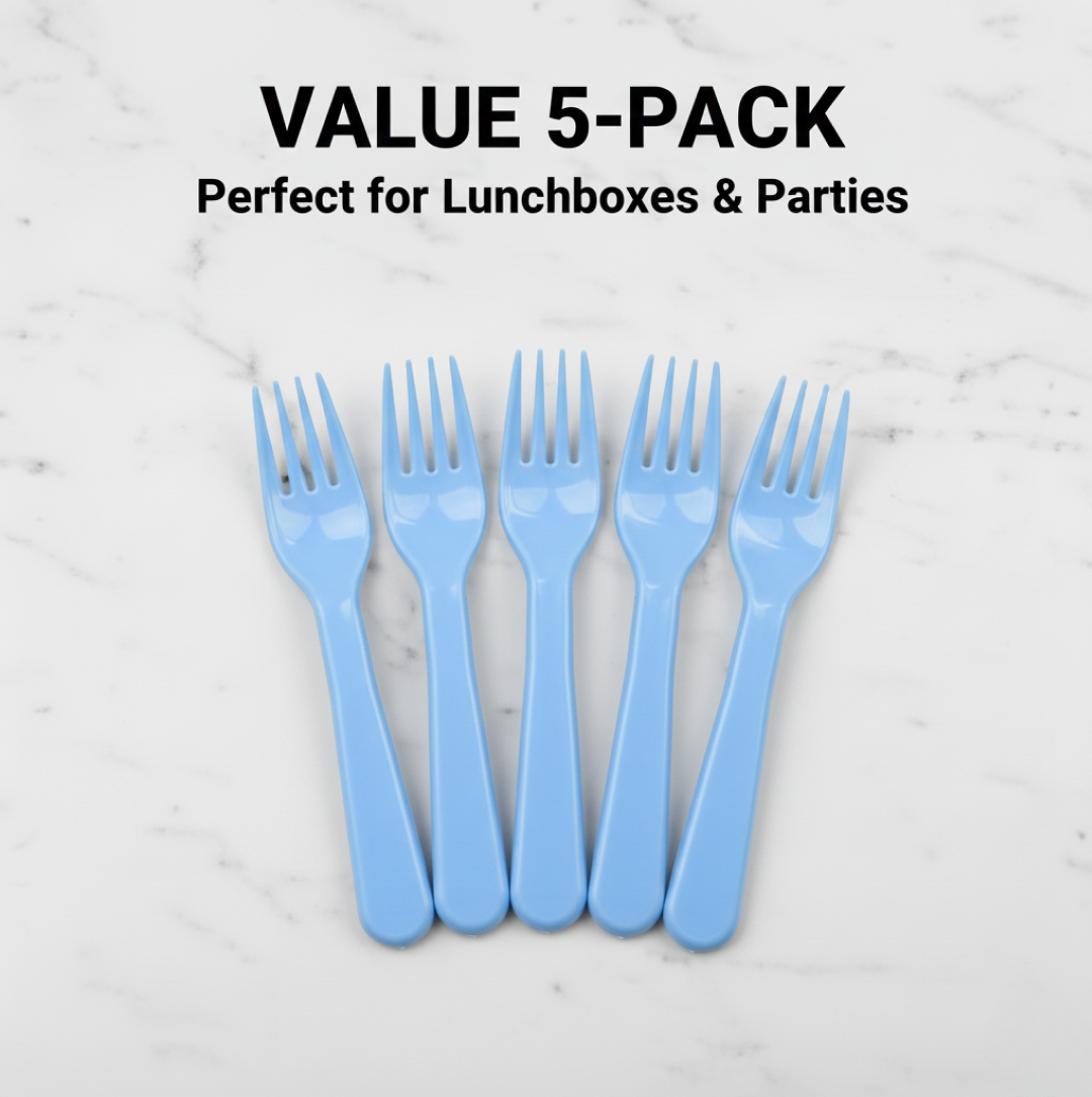 Reusable Plastic Forks – 5-Piece Heavy Duty Set | Serve Stellar