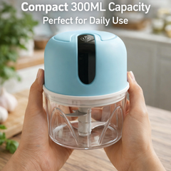 Freshly chopped garlic inside the 300ml bowl of the electric mini chopper.