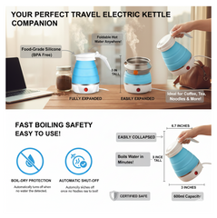 Foldable Electric Kettle – Portable 0.6L Travel Boiler | Siplix