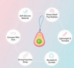 Avocado Push Pop Keychain – Portable Stress Relief Fidget Toy