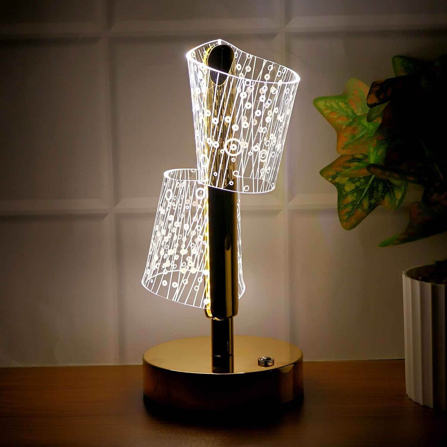 Crystal LED Double Shade Table Lamp – Elegant Home Lighting
