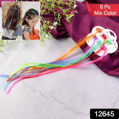 Kids Hair Extensions – 6 Pc Colorful Clip-In Braid Set