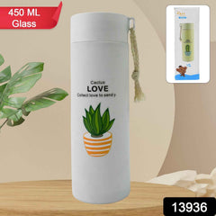 Glass Water Bottle – Leakproof 450ml Borosilicate | FitFuzion