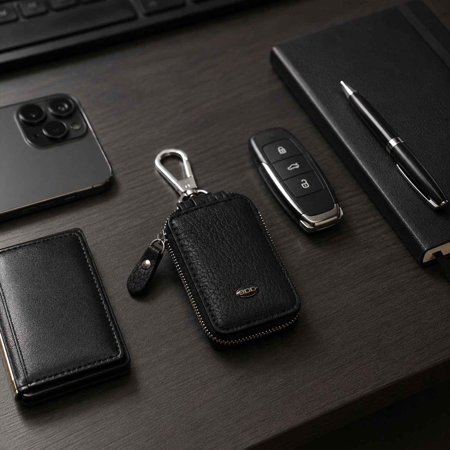 Car Key Case Ð Durable PU Leather with Zipper & Clip