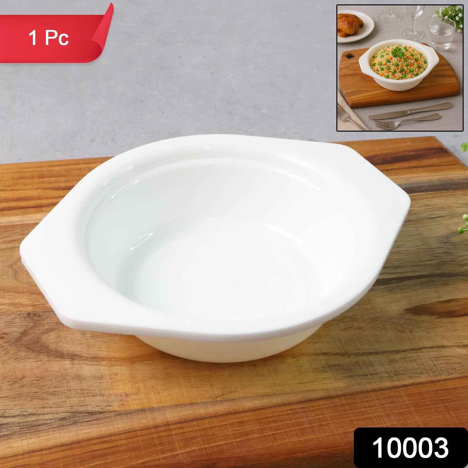 Plastic Serving Bowl with Easy-Grip Side Tabs – Durable & Lightweight