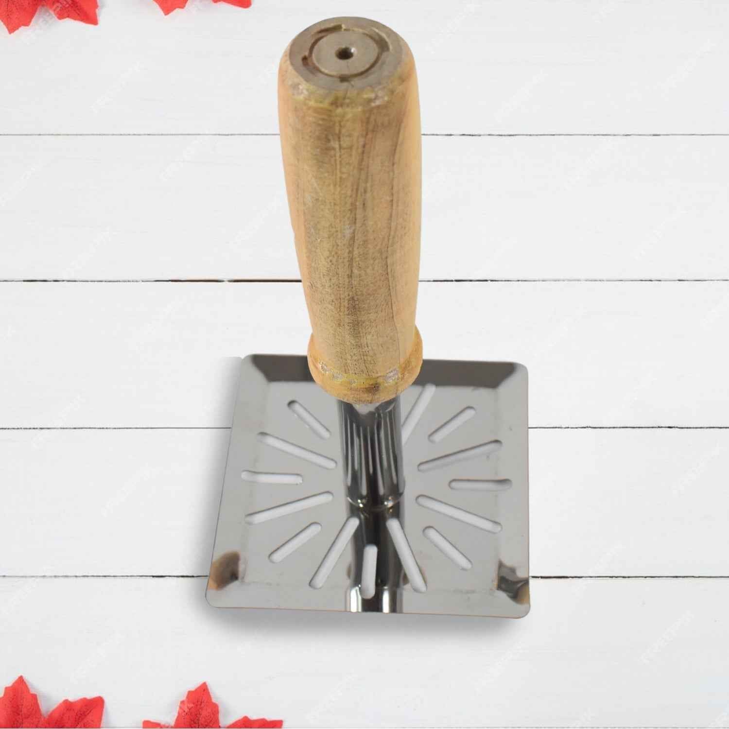 Stainless Steel Potato Masher – Wooden Handle, Ergonomic Grip