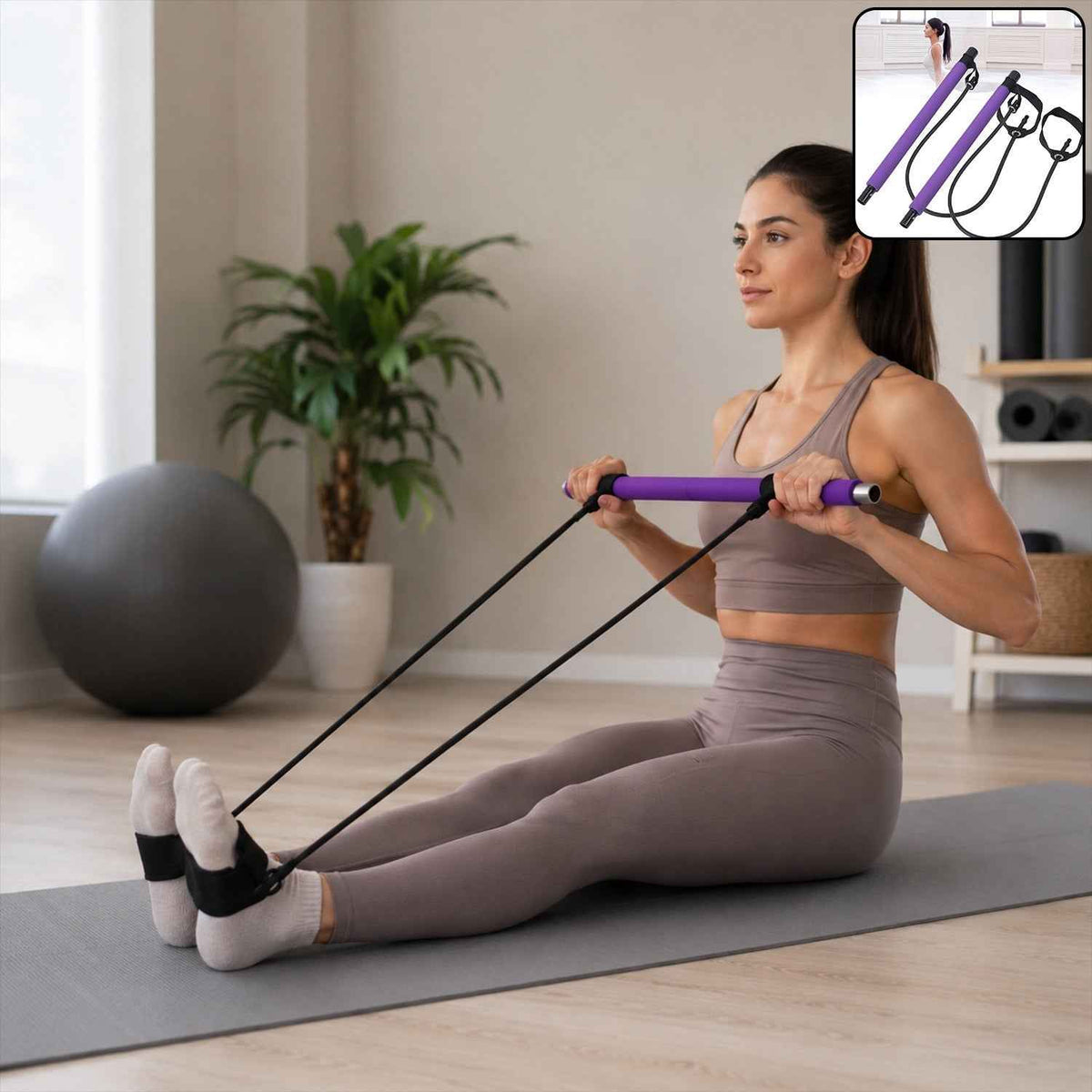 Pilates Bar with Resistance Bands Ð Full-Body Home Workout Kit