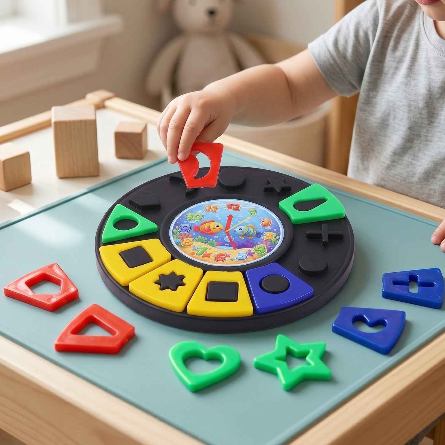Shape & Color Matching Puzzle Toy with Clock Ð Early Learning Fun