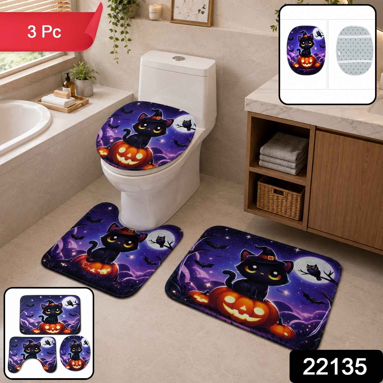 3 in 1 Bathroom Mat Set Ð Absorbent & Anti-Slip for Safety and Comfort