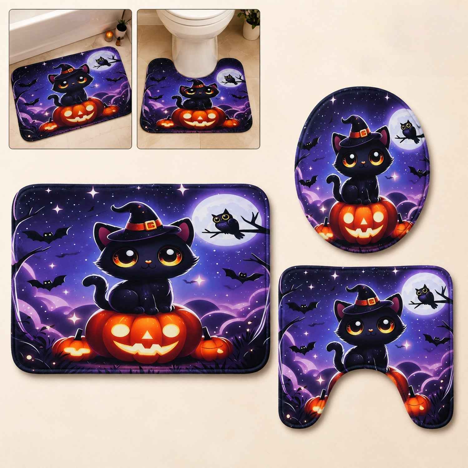 3 in 1 Bathroom Mat Set Ð Absorbent & Anti-Slip for Safety and Comfort