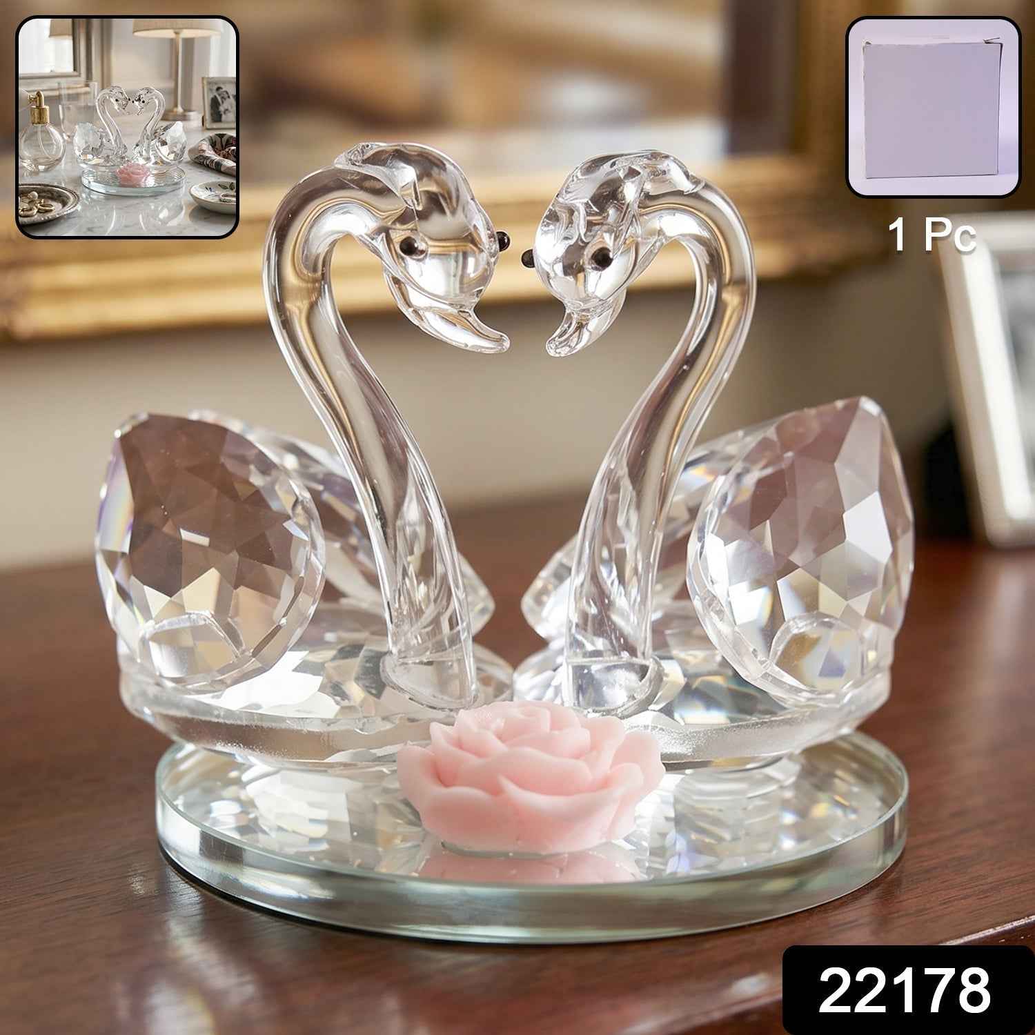 Crystal Swan Pair Showpiece Ð Elegant Decorative Gift for Love