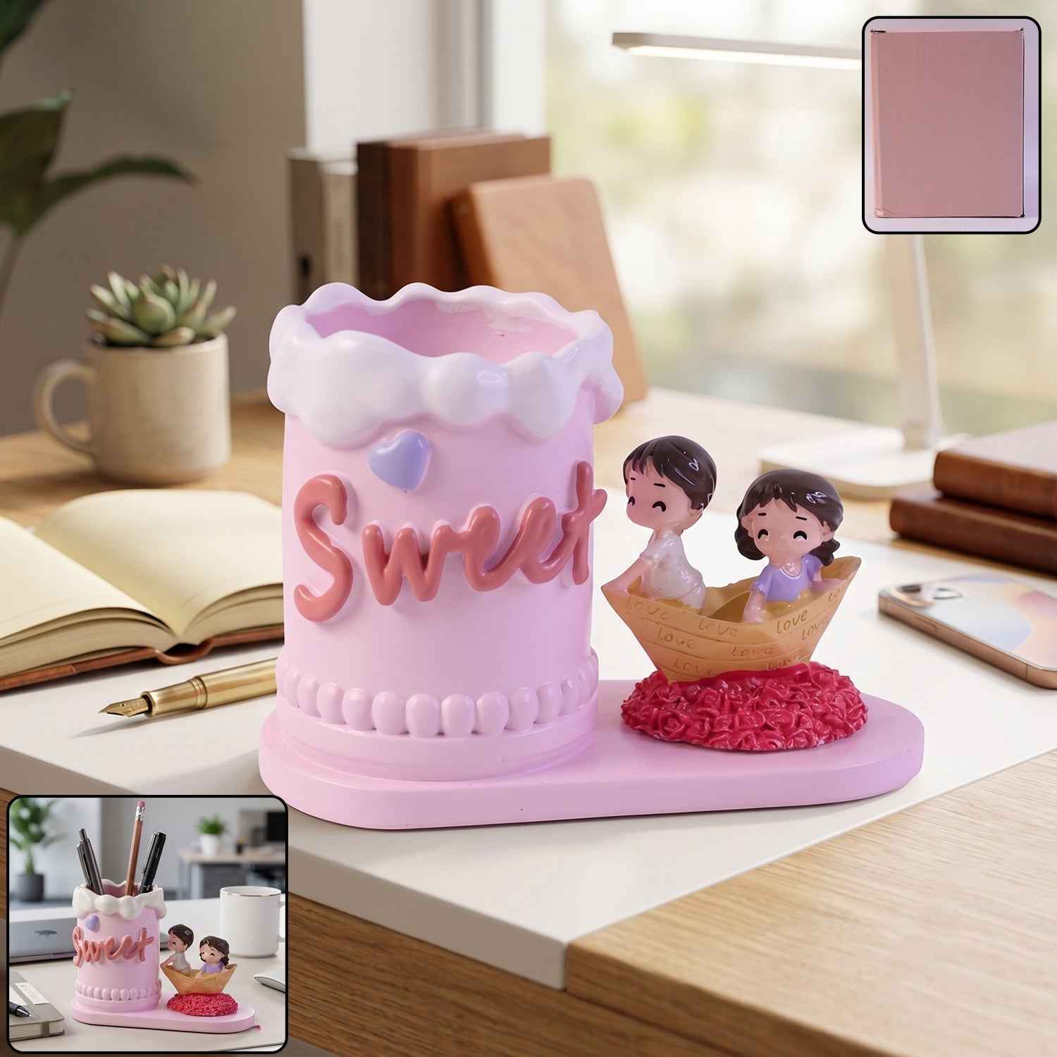 Pen Holder Stand Ð Decorative Resin Desk Organizer for Home & Office