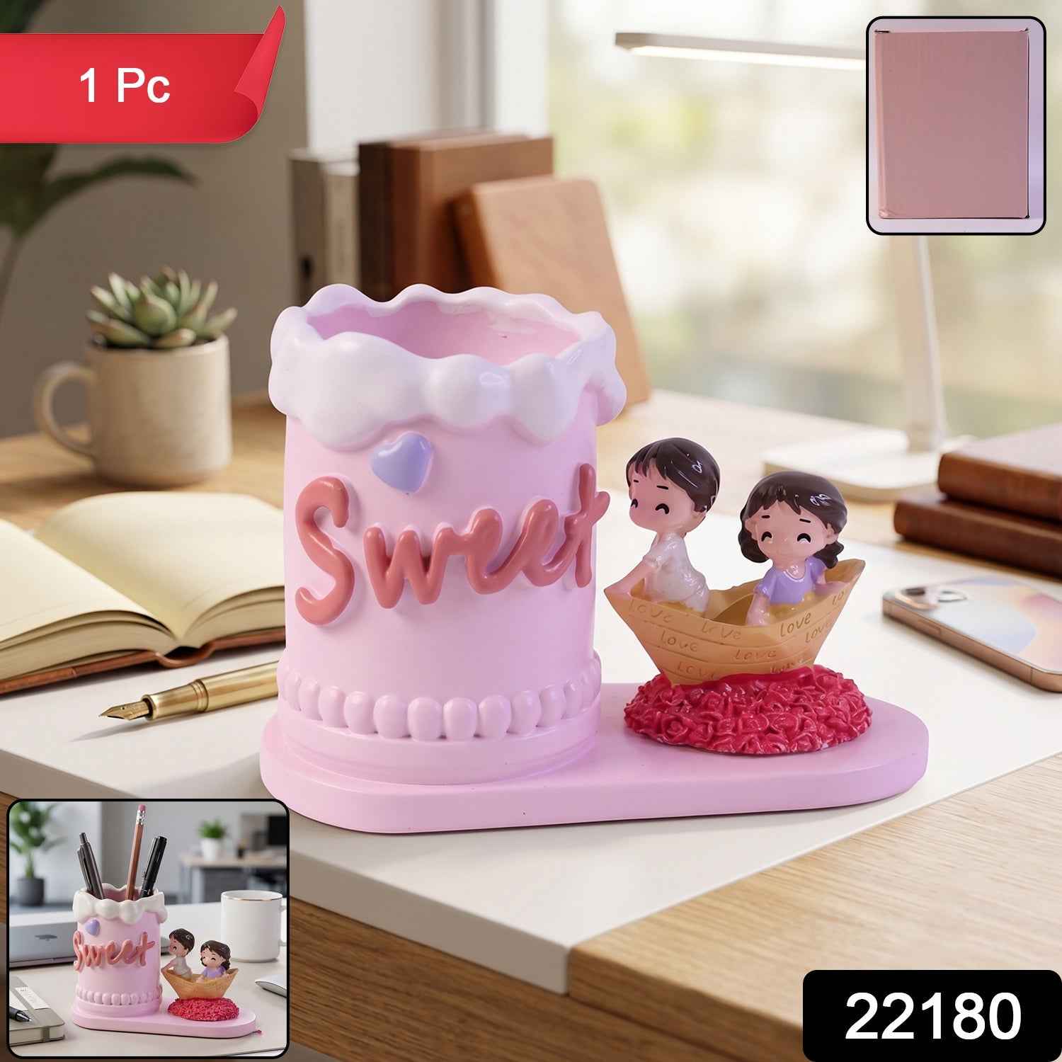 Pen Holder Stand Ð Decorative Resin Desk Organizer for Home & Office