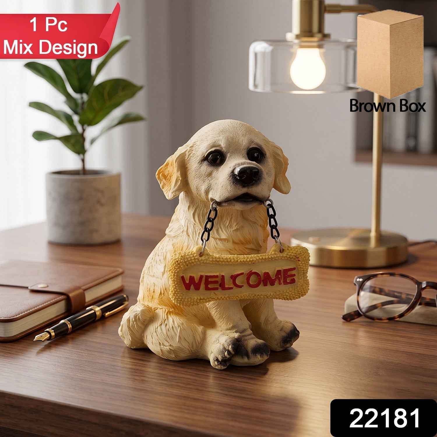 Dog Welcome Figurine Ð Charmingly Hand-Painted Home Decor