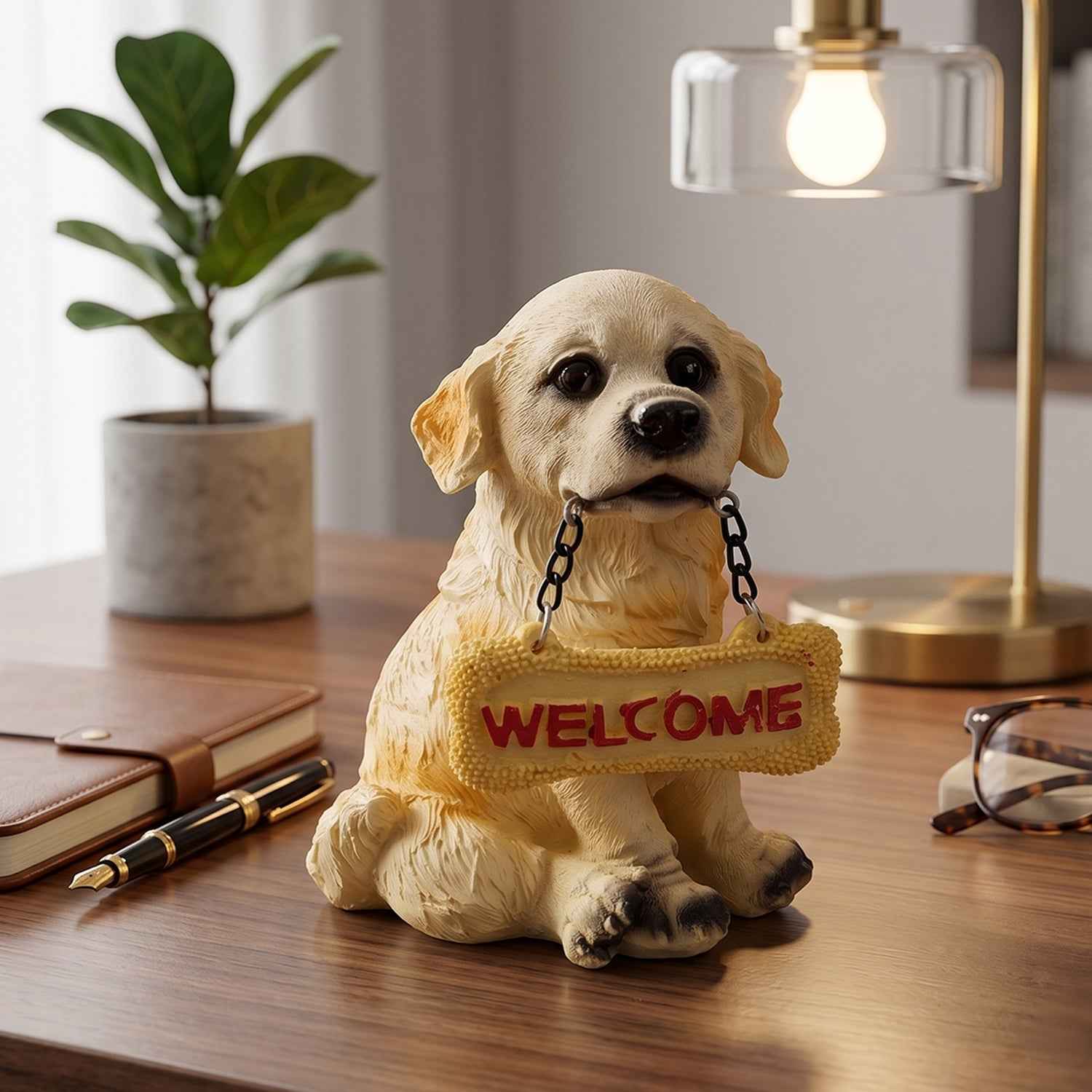 Dog Welcome Figurine Ð Charmingly Hand-Painted Home Decor