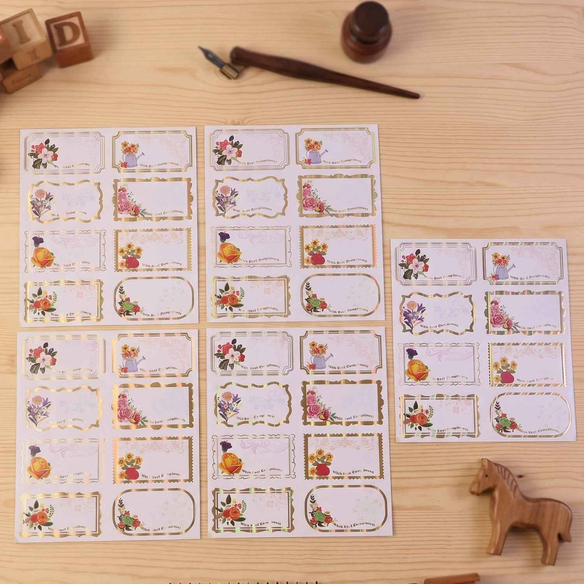 Gift Tag Stickers Ð Elegant Floral Gold Foil Labels for Gifting