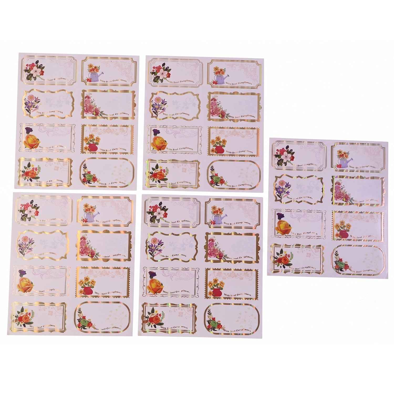 Gift Tag Stickers Ð Elegant Floral Gold Foil Labels for Gifting