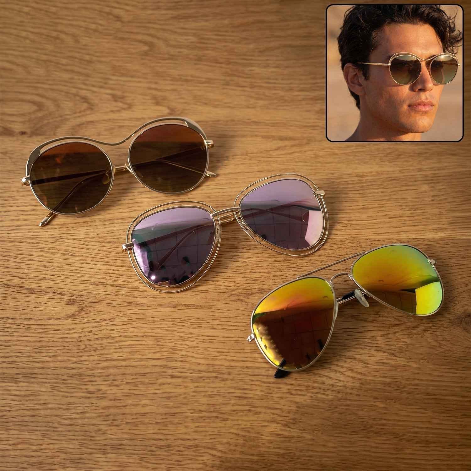 Fashion Sunglasses Ð Trendy Metal Frame with Mirrored Lenses