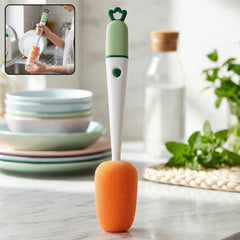 3 in 1 Carrot Bottle Cleaning Brush Ð Multipurpose Water Bottle Scrubber