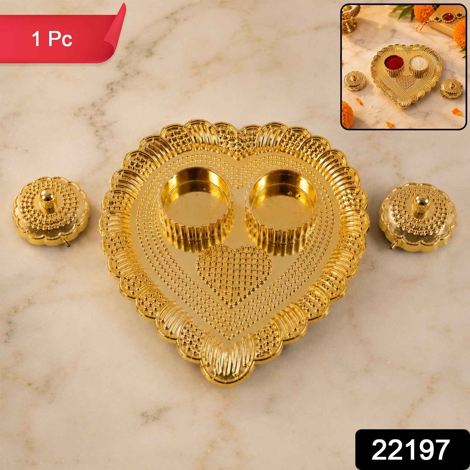 Heart Shaped Kumkum Holder Ð Elegant Puja Decor for Daily & Festive Rituals