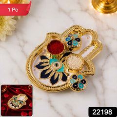 Hand Shaped Kankavati Ð Elegant Puja Storage with Enamel Work