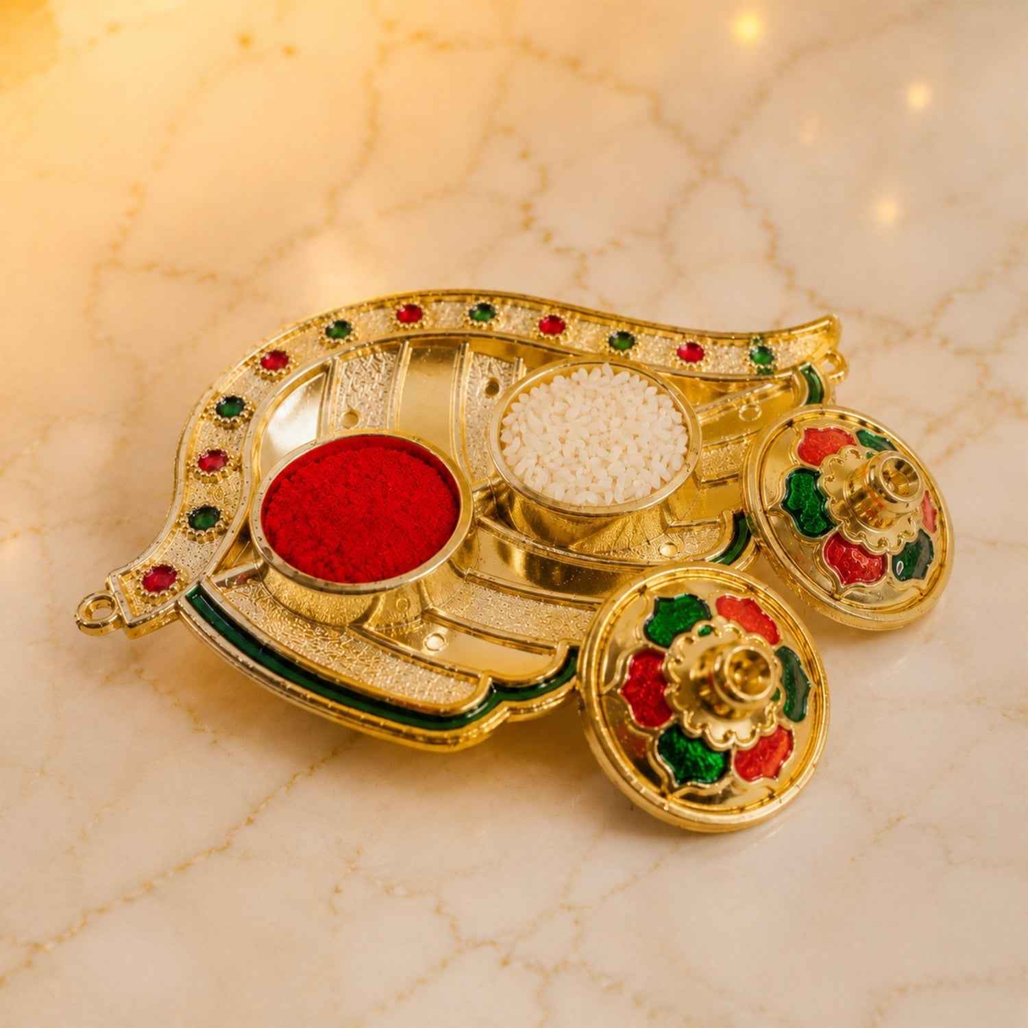 Kumkum Holder Ð Elegant Mango Shape with Twin Compartments for Puja
